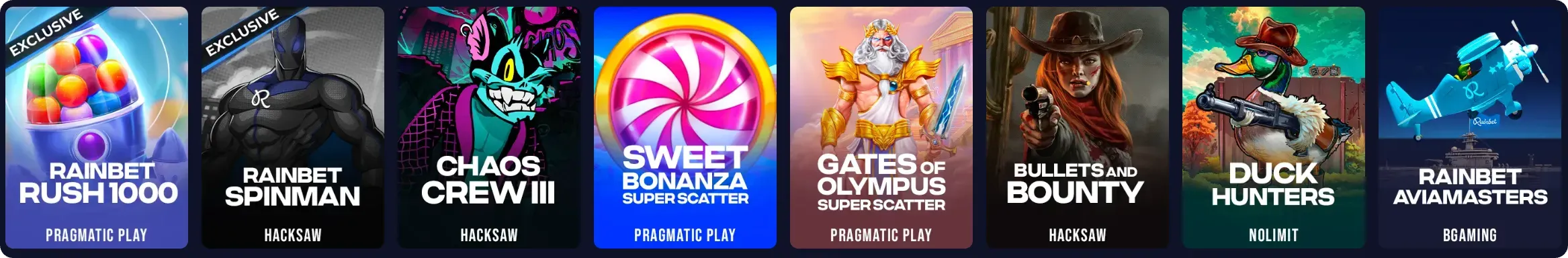 Top giochi più popolari su Rainbet - Sweet Bonanza, Gates of Olympus, Starlight Princess