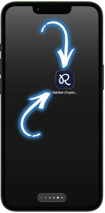 Rainbet Encontrad el icono de Rainbet en la pantalla de inicio